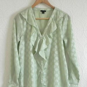 NWT Ann Taylor Green Ruffled Blouse